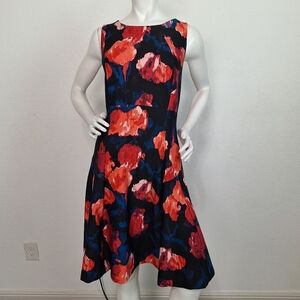 Ivanka Trump *NEW Vibrant Floral Print A-Line Sleeveless Midi Dress Size XS